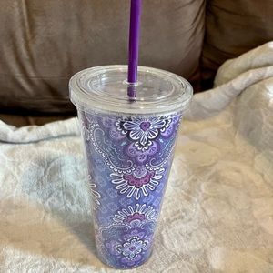 Vera Bradley Lilac Tapestry Travel Tumbler